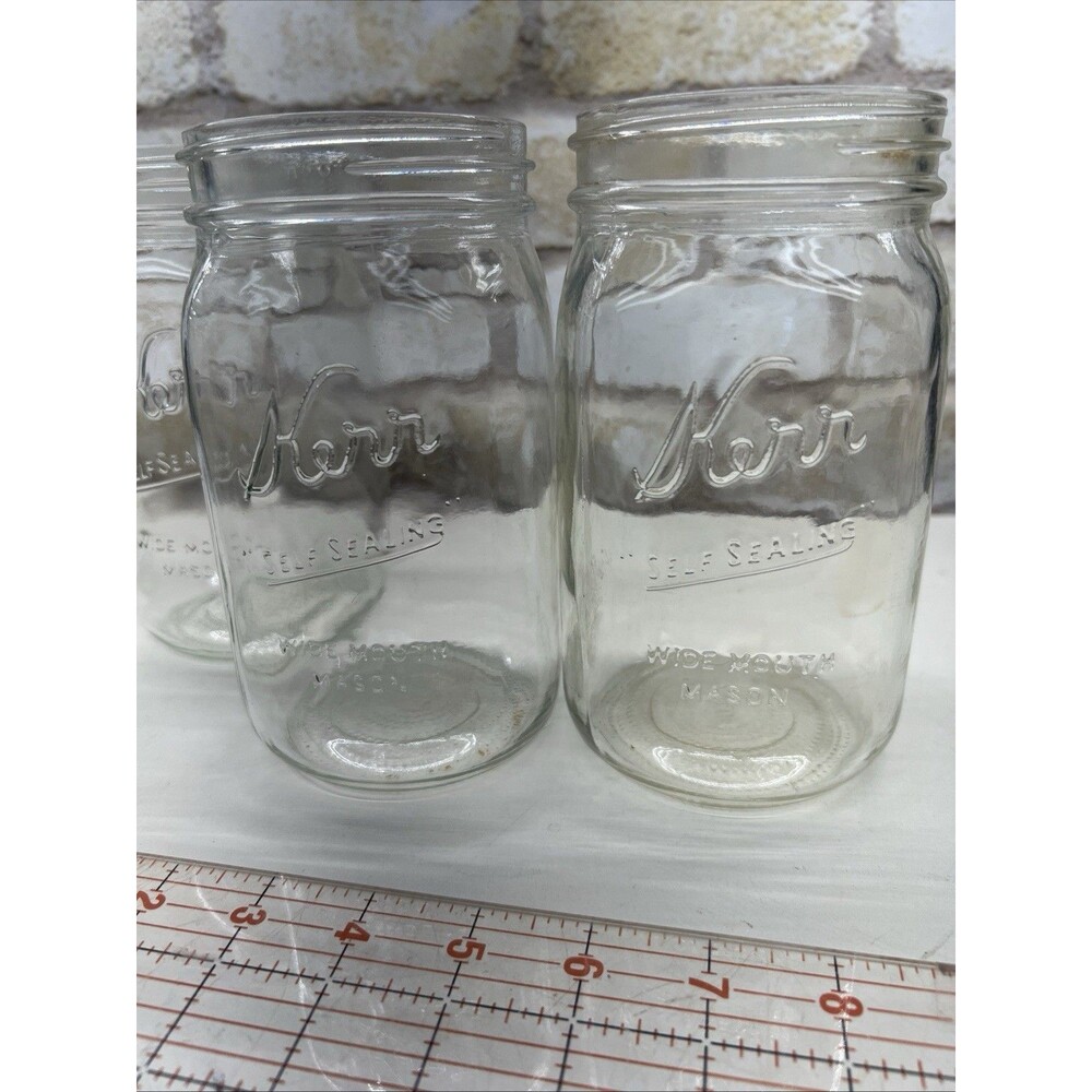 Vintage Kerr Self Sealing Mason Pint Jars for Canning~ Set of 2